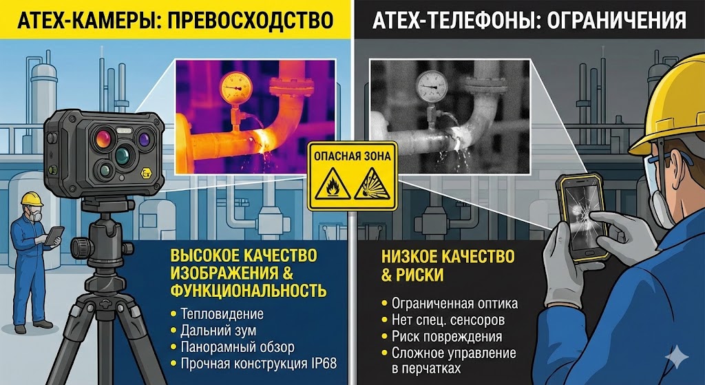 Почему ATEX-камеры превосходят ATEX-телефоны в опасных зонах